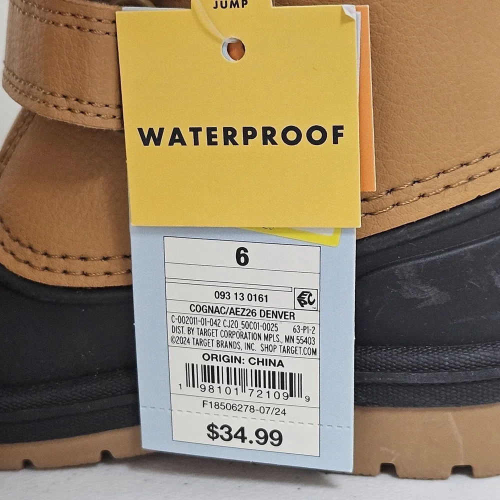 Cat & Jack Winter Boots Kids 6 Cognac Denver Waterproof Faux Fur Duck Boots